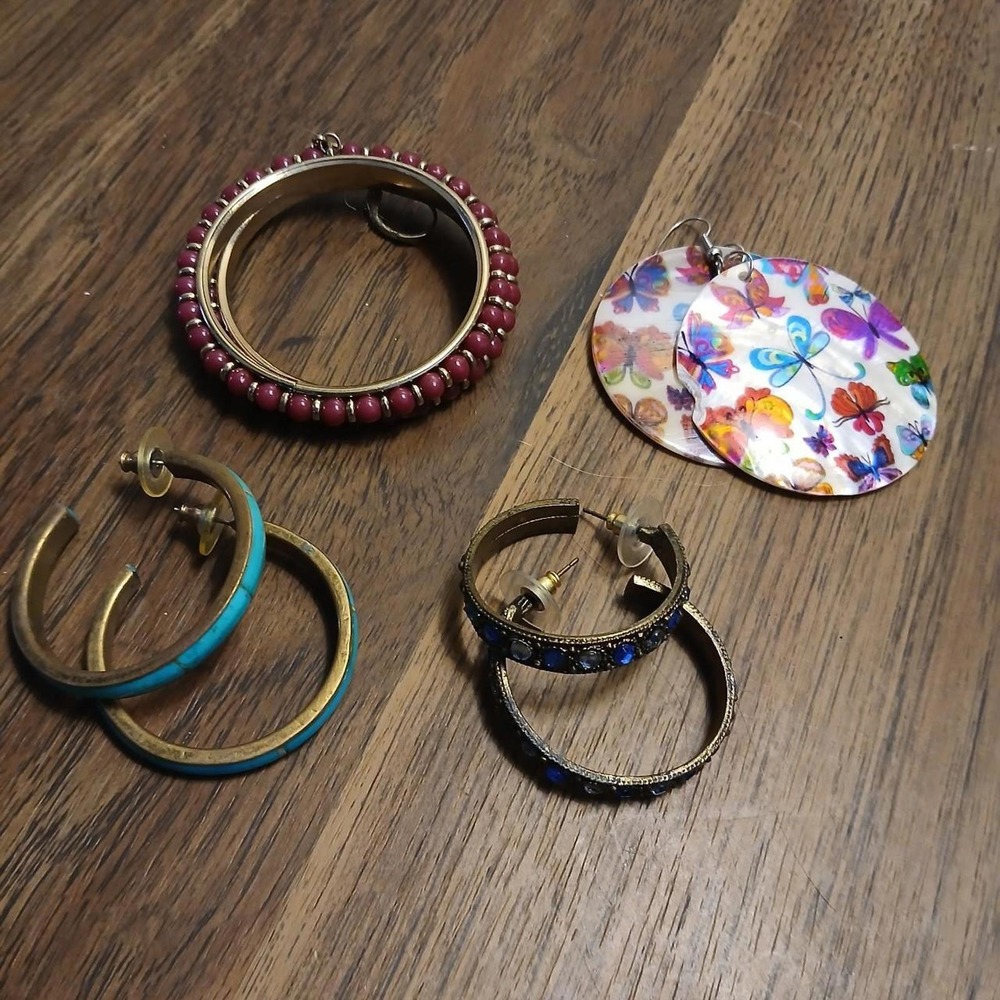 Bundle‎ 4 Pairs Colorful Boho Hoop Earrings